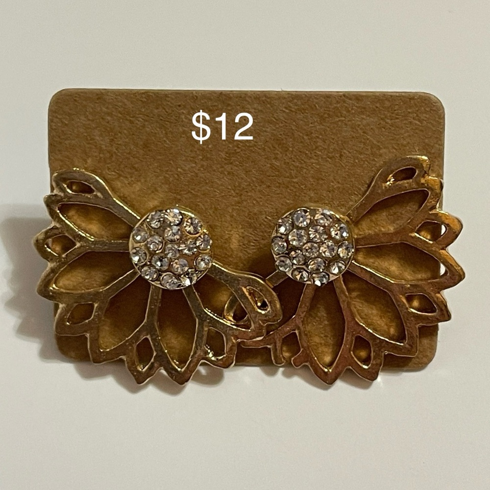 Gold and Silver Floral Earrings